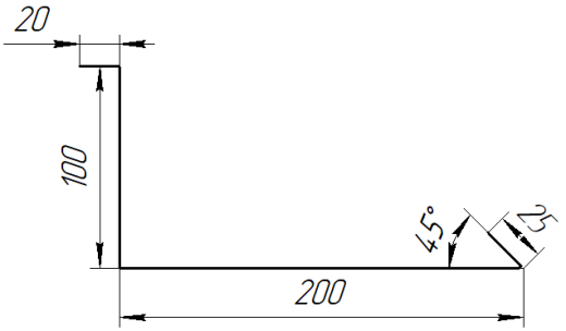 Планка примыкания нижняя 100x200x2000 мм, 7011 железно-серый глянцевый