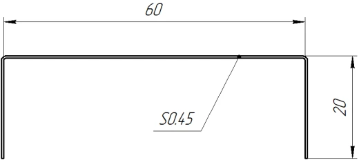 Декоративная накладка 20x60x20 мм, 7024 графитовый серый PUR Pruf
