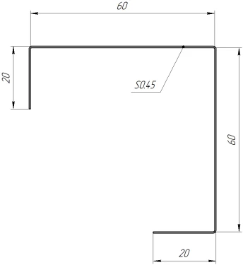 Декоративная накладка угловая 20x60x60x20 мм, Античный дуб 3D